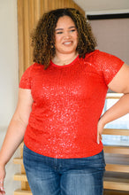Load image into Gallery viewer, Glimmering Night Sequin Top in Red