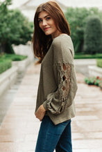 Load image into Gallery viewer, Chloe Lace &amp; Drape Sweater in Olive