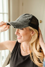 Load image into Gallery viewer, Criss Cross Ponytail Baseball Cap in Black