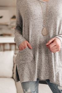 Emi Pocket Sweater In Gray