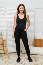 Load image into Gallery viewer, Kat High Waisted Textured Knit Joggers in Black
