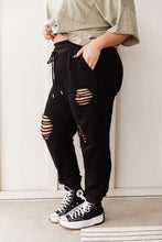 Load image into Gallery viewer, Kick Back Distressed Joggers In Black