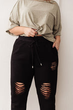 Load image into Gallery viewer, Kick Back Distressed Joggers In Black