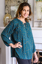 Load image into Gallery viewer, The Time Is Now Spotted Blouse In Teal