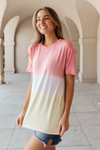 Load image into Gallery viewer, Tie Dye Color Block Tee In Coral &amp; Yellow