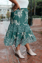 Load image into Gallery viewer, Zoe Floral Middi Skirt in Hunter Green