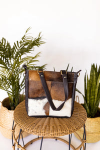 Fort Worth Cowhide Bag In Brown/White